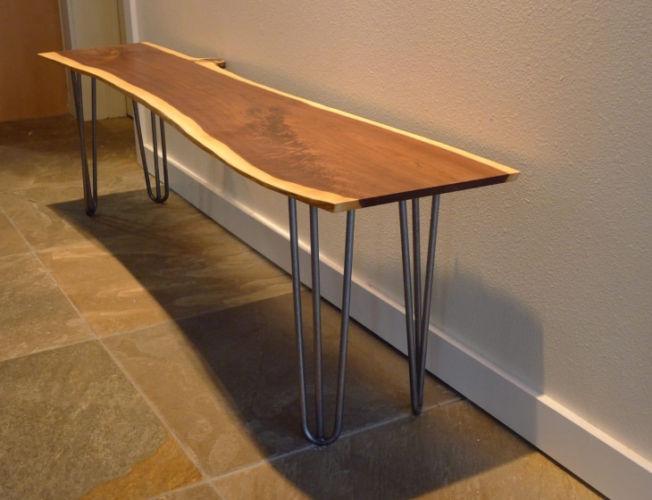 live edge walnut bench