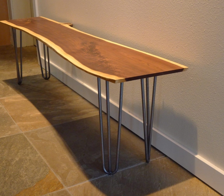 live edge walnut bench