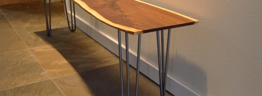 live edge walnut bench