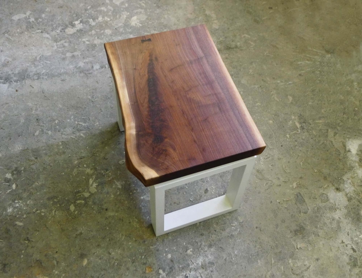 Concrete and walnut end table