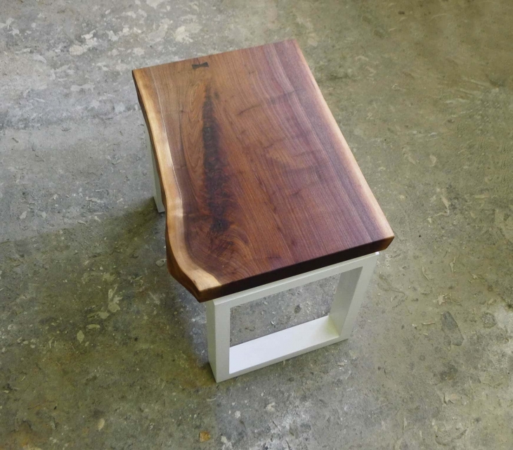 Concrete and walnut end table