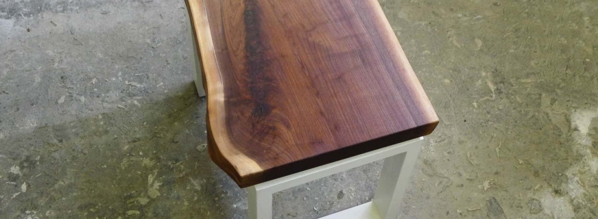 Concrete and walnut end table