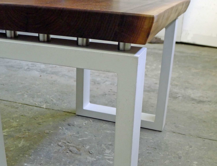 Concrete and walnut end table