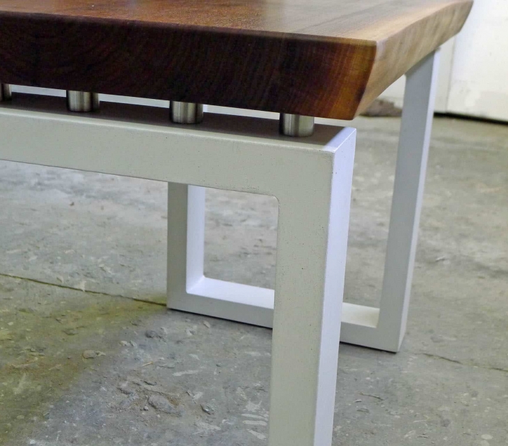 Concrete and walnut end table