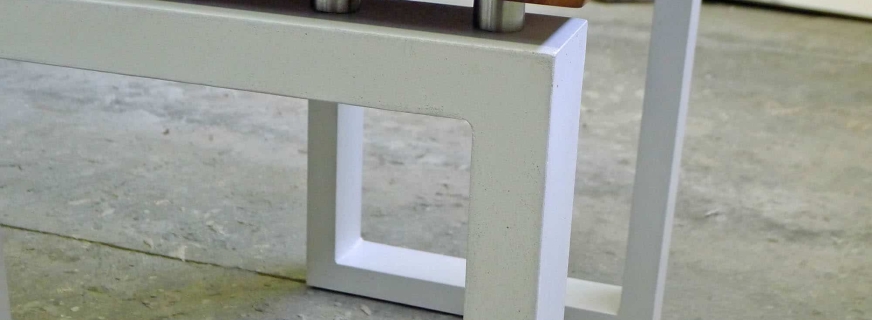 Concrete and walnut end table