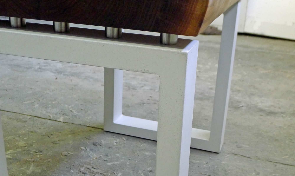 concrete and walnut end table