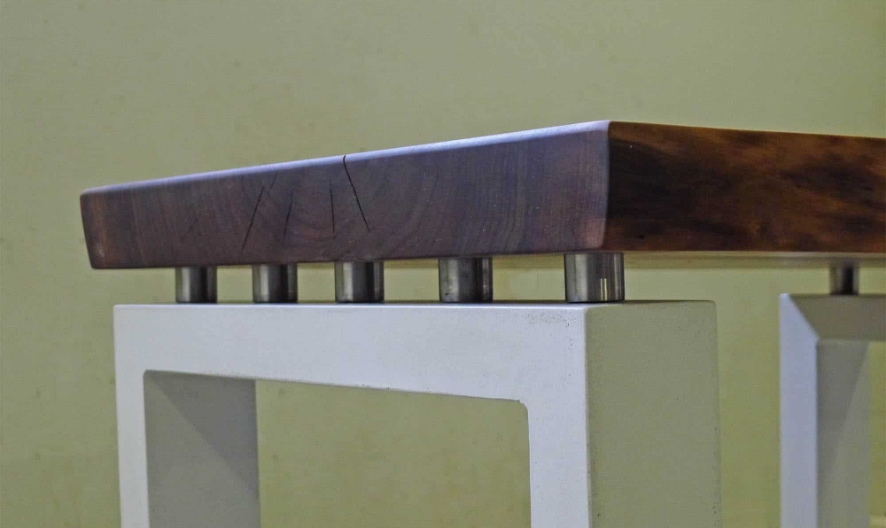 concrete and wood end table