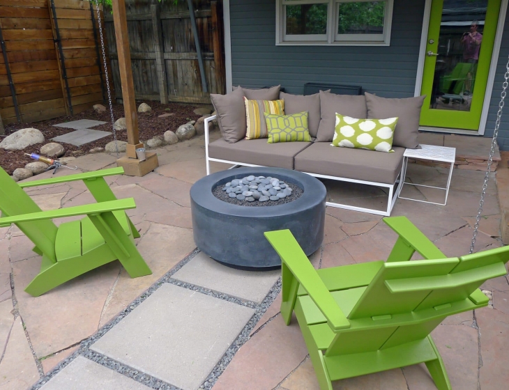 Boulder concrete firepit