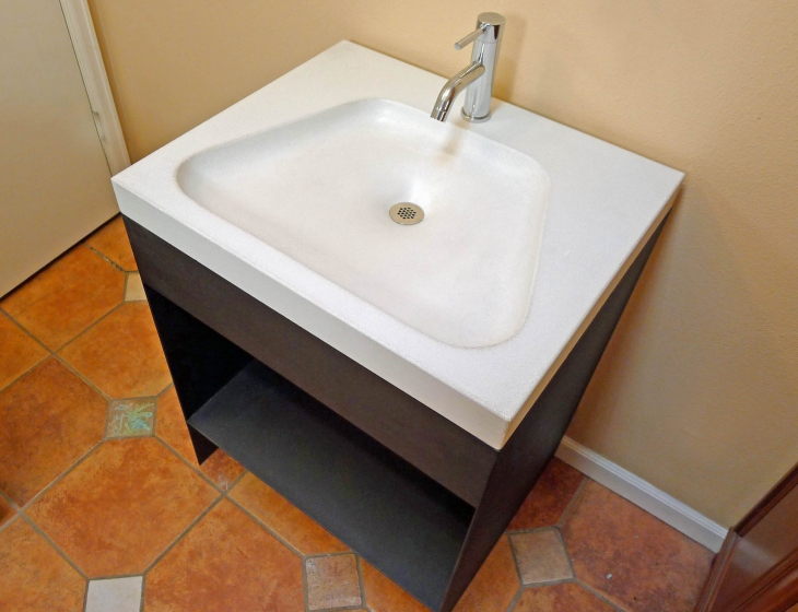 Steel vanity with concrete sink