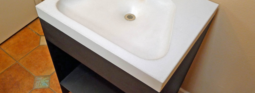 Steel vanity with concrete sink