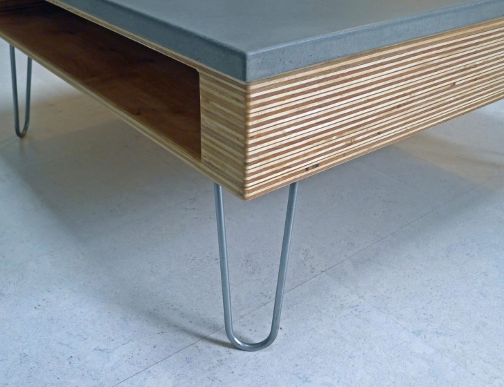concrete and plywood coffee table