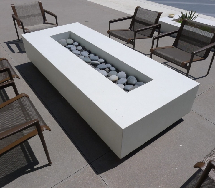 White concrete firepit