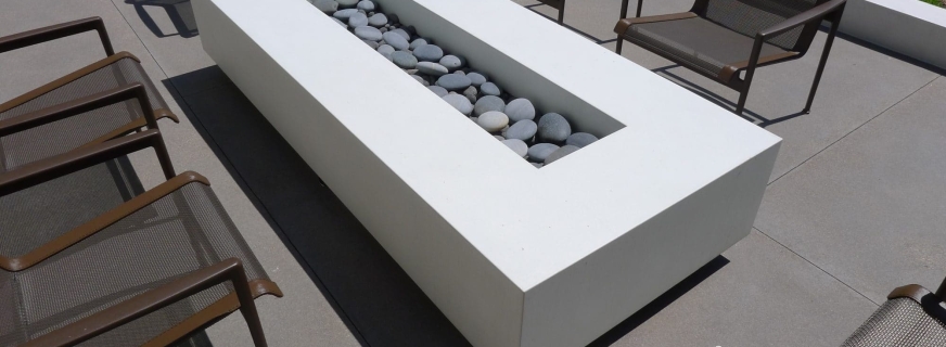 White concrete firepit