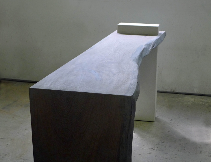 Concrete and white oak console