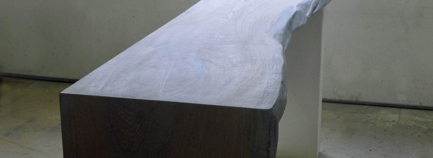 Concrete and white oak console