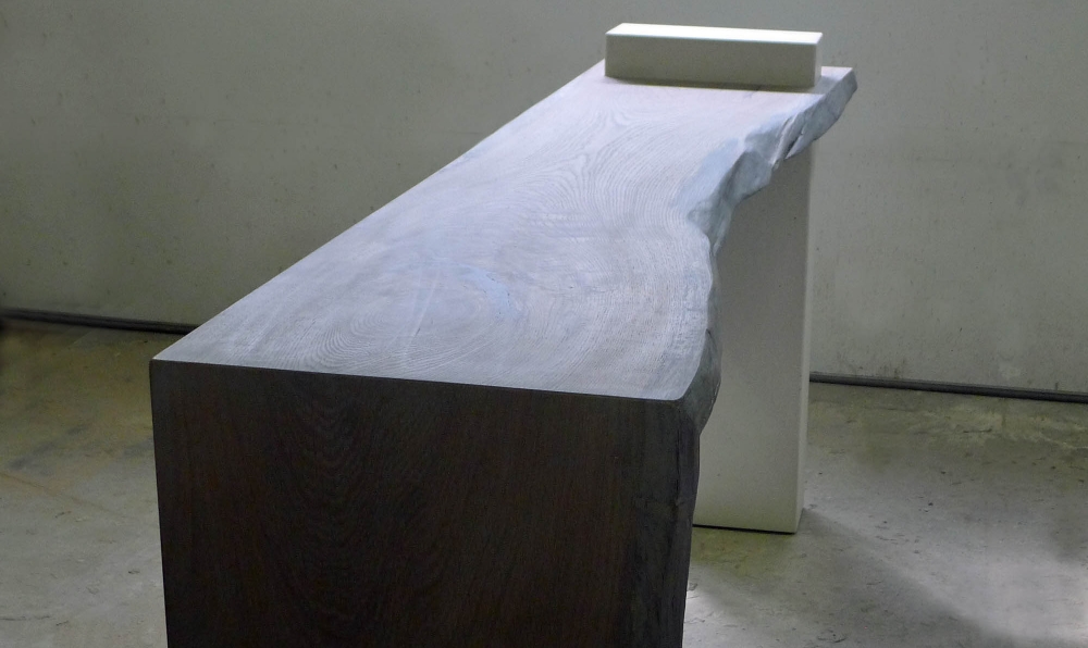 white oak console table