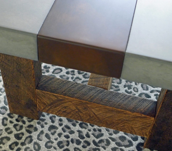 concrete and reclaimed wood table