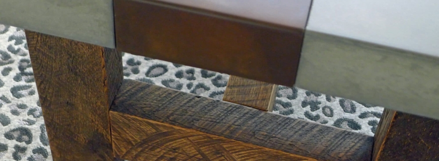 concrete and reclaimed wood table