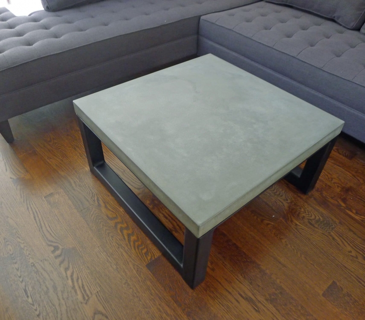 Concrete and steel coffee table
