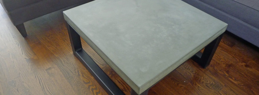 Concrete and steel coffee table