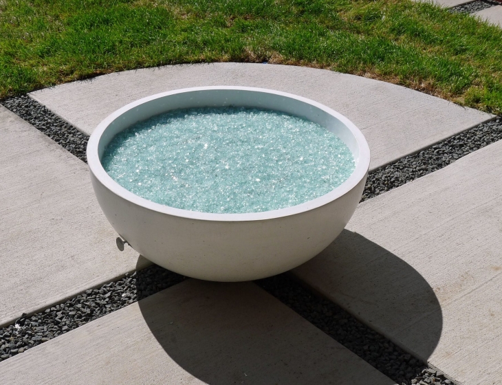White concrete firebowl