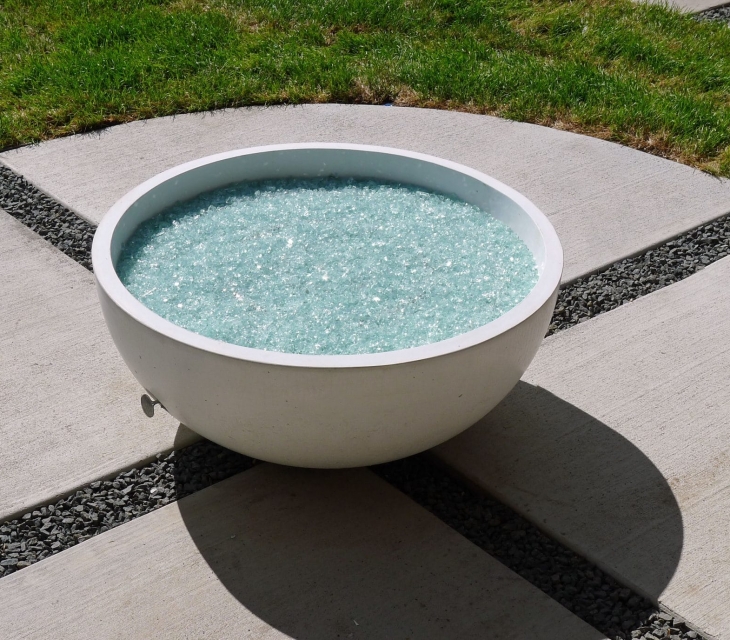 White concrete firebowl