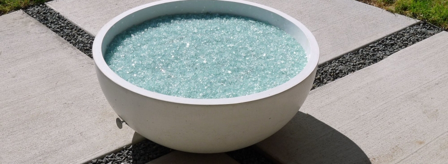 White concrete firebowl