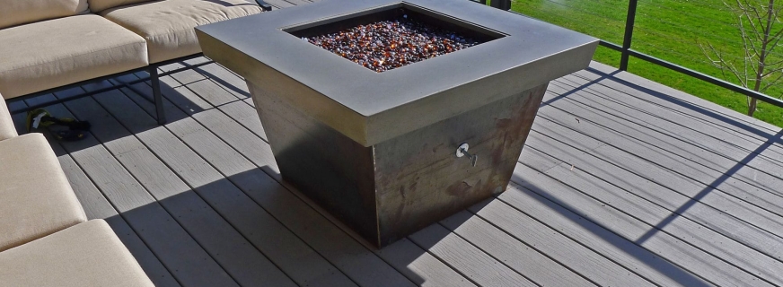 concrete and Corten steel fire pit