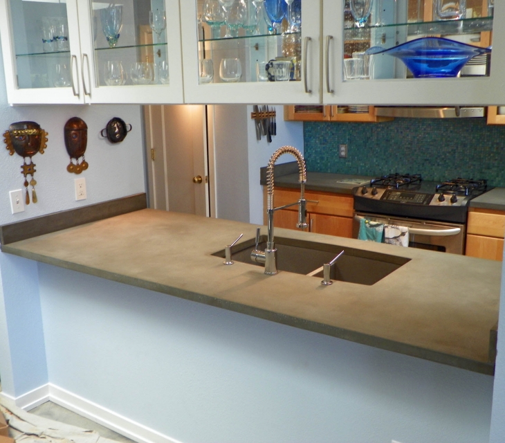Natural grey concrete countertops