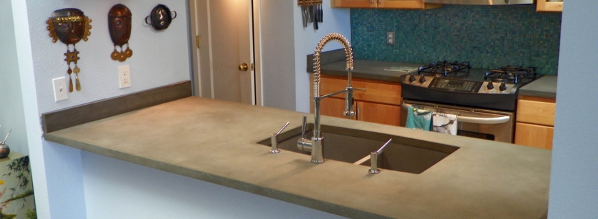 Natural grey concrete countertops