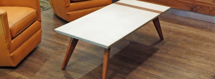 Concrete and walnut coffee table