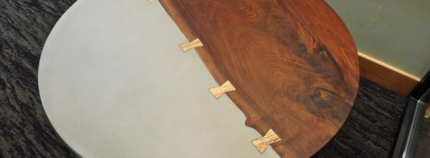 Concrete and walnut round table