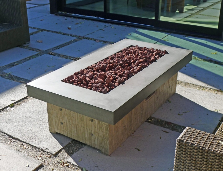 Board-formed concrete fire pit