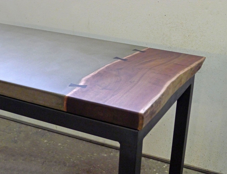 Concrete and walnut desk