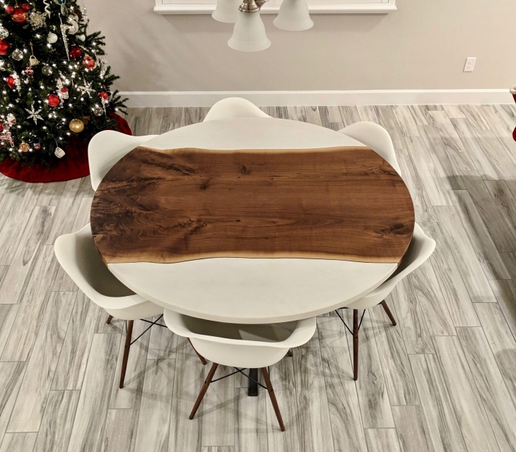 Walnut bookmatch round table