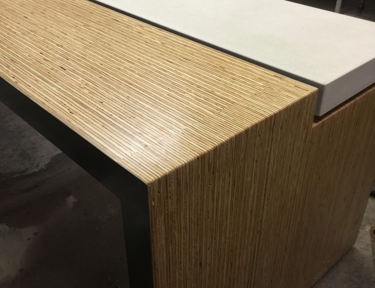 White concrete and plylam table
