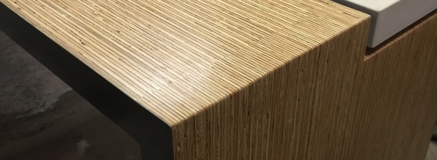 White concrete and plylam table