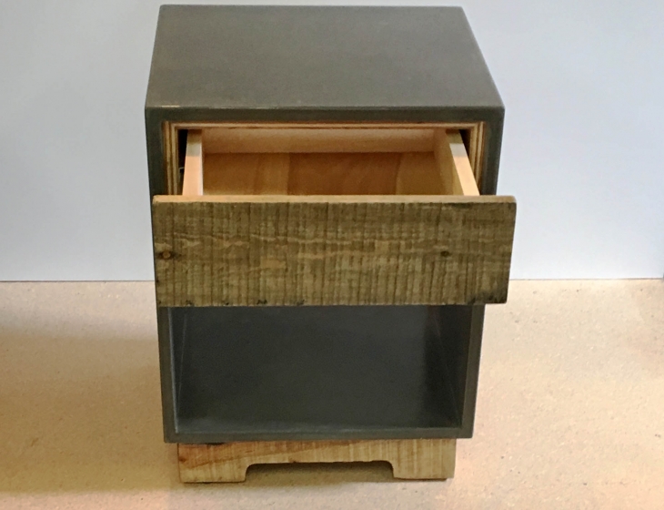 reclaimed wood and concrete nightstand