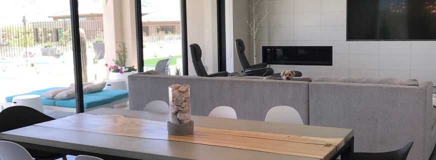 Spalted maple and concrete dining table