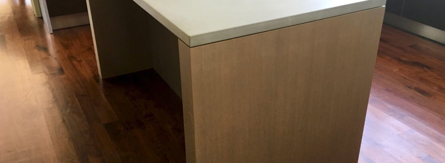 White oak and concrete kitchen island