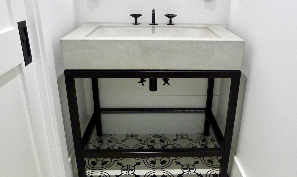 modern boulder concrete sink