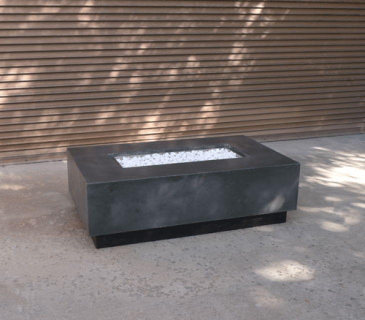 Floating rectangle concrete firepit