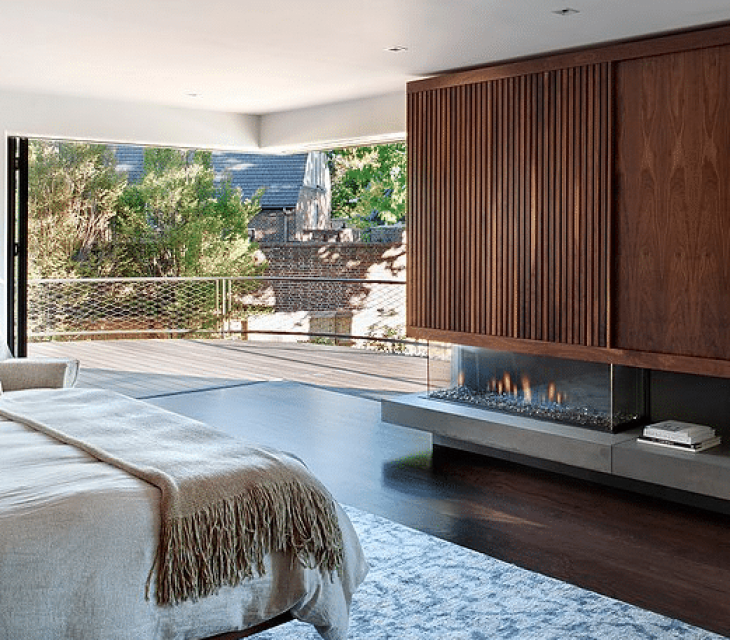 Circle Drive concrete fireplace