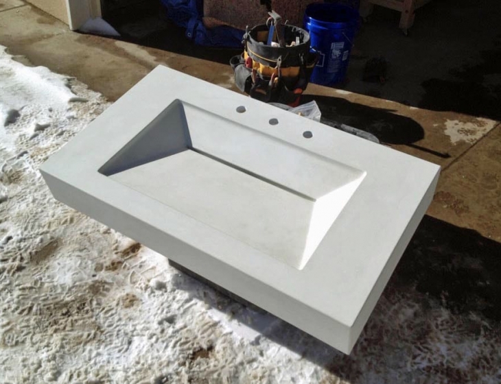 White concrete sink