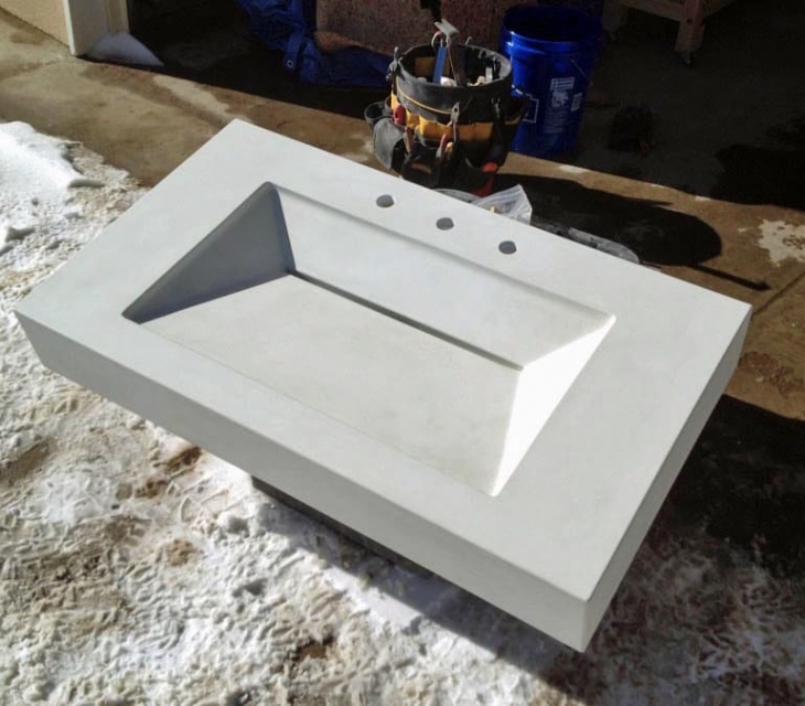 White concrete sink