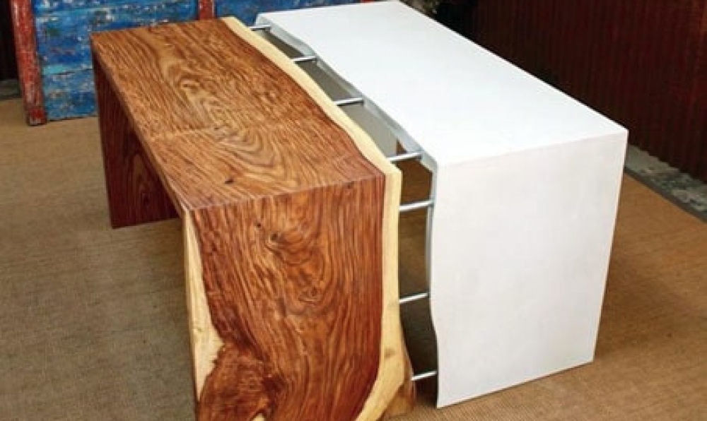 concrete and rosewood in place