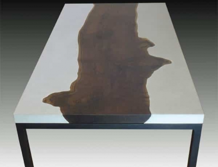 Concrete and walnut burl