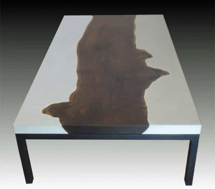Concrete and walnut burl