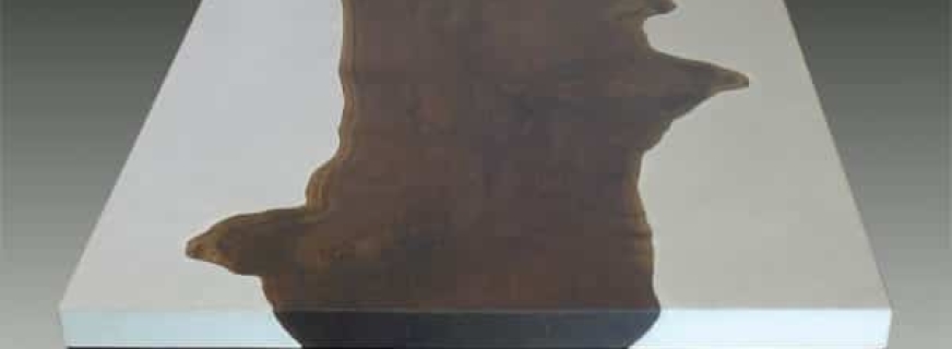 Concrete and walnut burl