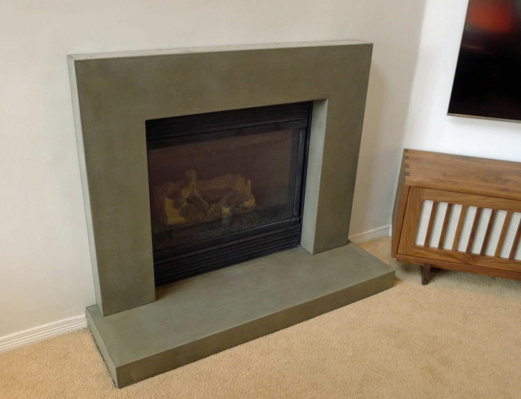 Longmont concrete fireplace surround